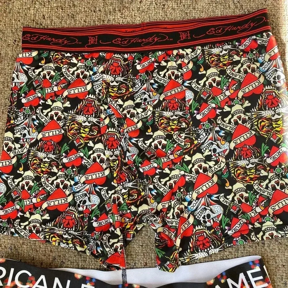 Ed Hardy & American Eagle Comfort Stretch Men Boxers 2 Pieces Lot Size XL